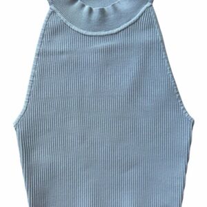 Babaton from Aritzia Sculpt Knit Halter - cement blue